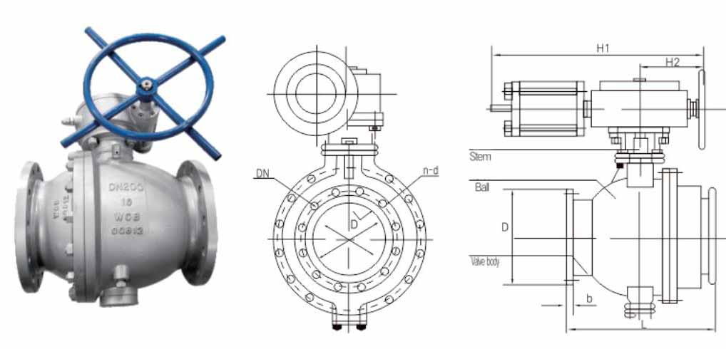 Trunnion ติดตั้งบอลวาล์วเหล็กหล่อ