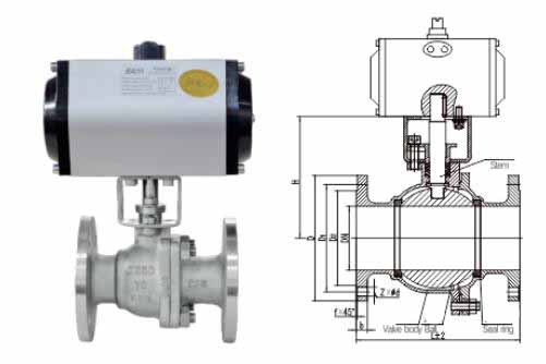 robinet à tournant sphérique à commande pneumatique en acier inoxydable