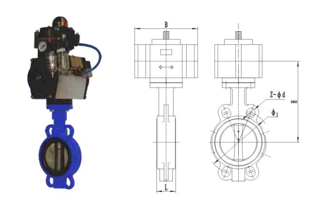 válvula borboleta pneumática de wafer