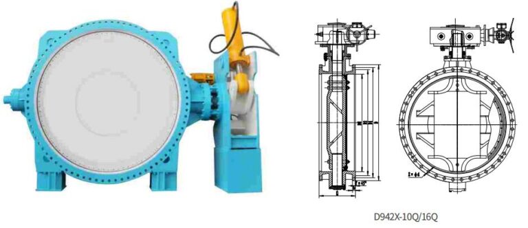 flange de válvula borboleta de duplo deslocamento em ferro fundido