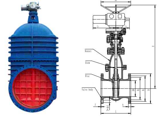 electric wedge gate valve nrs flanged cast iron